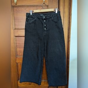 Time And Tru High Waisted Wide Leg Cropped Black Jeans